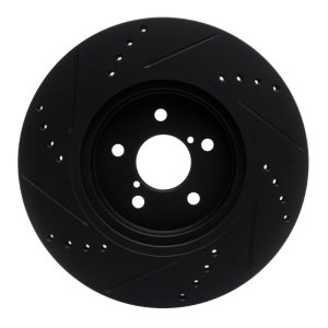 Subaru Impreza Brake Rotor (1) - Front Right - R1 Concepts - Drilled & Slotted - Black - `17-`23